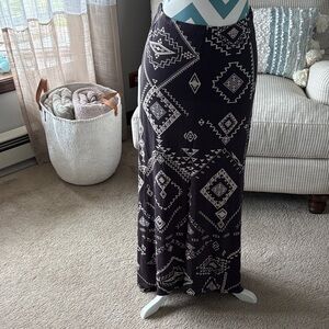 Black Aztec Print Maxi Skirt